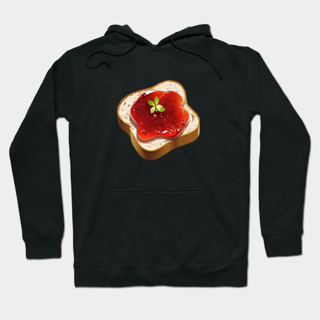 Strawberry Toast Loaf Bread Sandwich Yummy Kawaii Vintage Strawberries Hoodie by Flowering Away